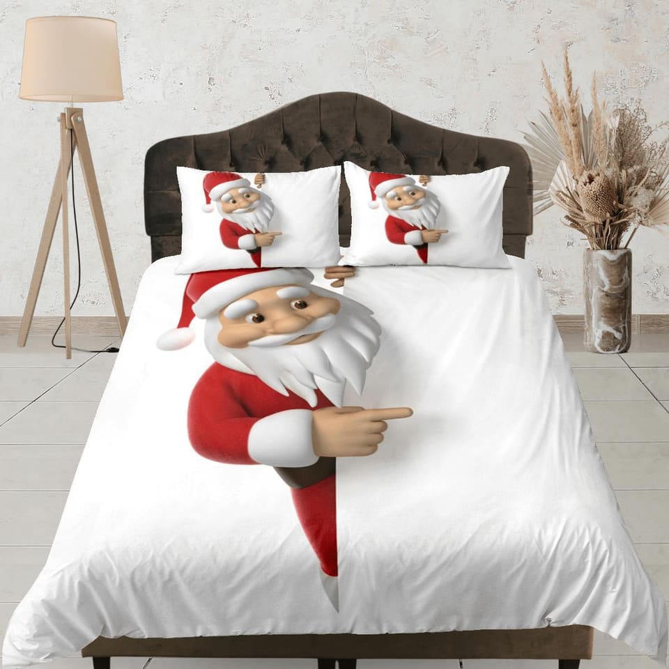 Christmas Duvet Cover Set with Pillows Santa Claus Dorm Bedding Comforter Cover Christmas Gift