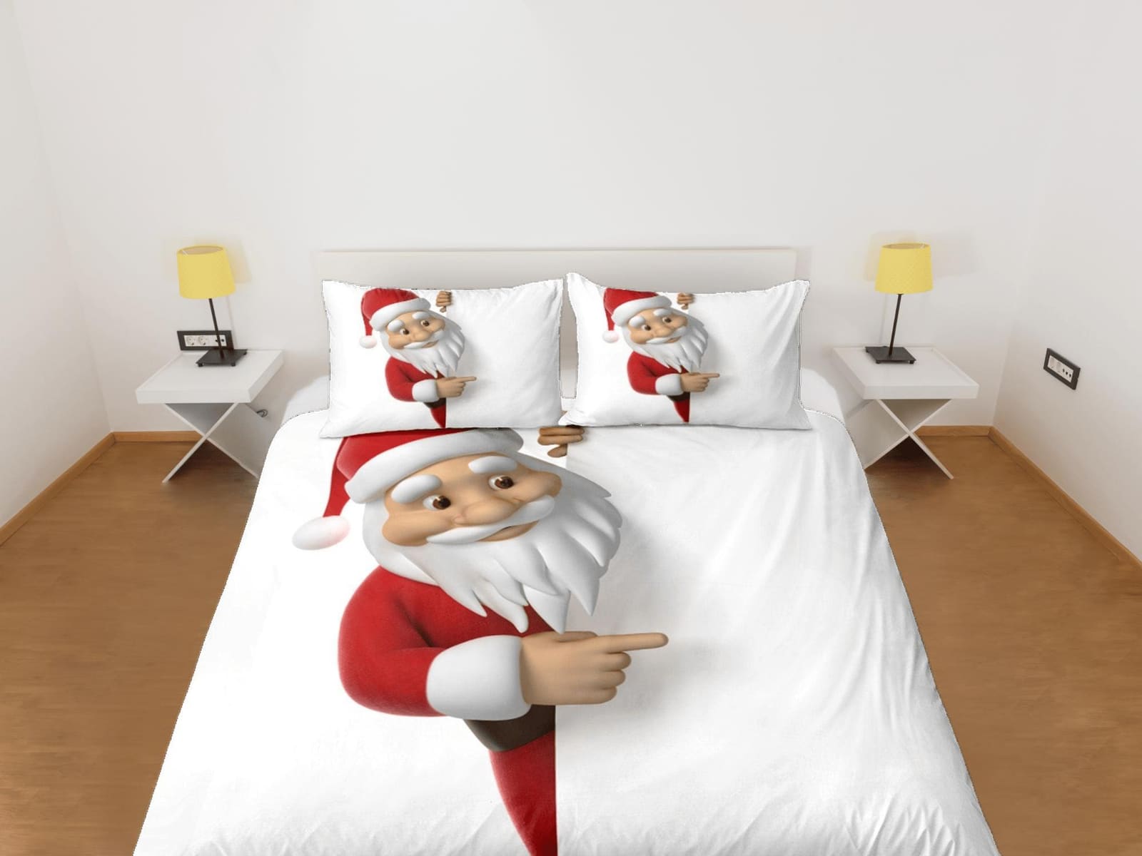 Christmas Duvet Cover Set with Pillows Santa Claus Dorm Bedding Comforter Cover Christmas Gift