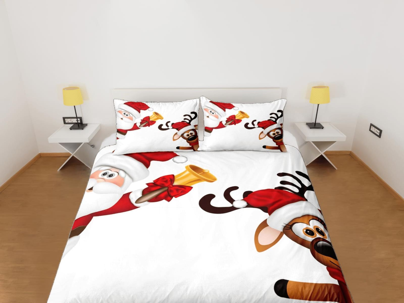 Christmas Duvet Cover Set with Pillows Santa Claus Dorm Bedding Comforter Cover Christmas Gift