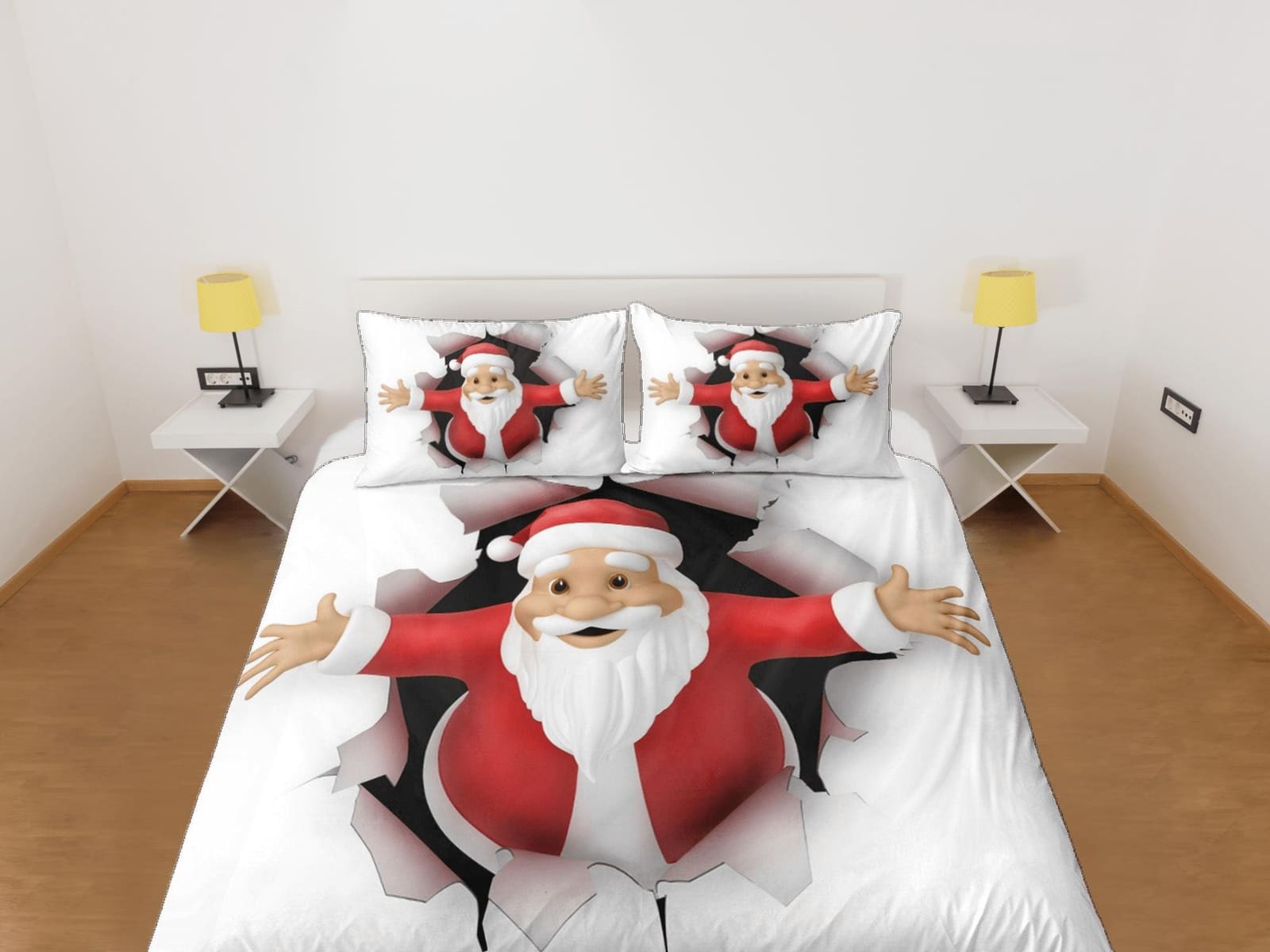 Christmas Duvet Cover Set with Pillows Santa Claus Dorm Bedding Comforter Cover Christmas Gift