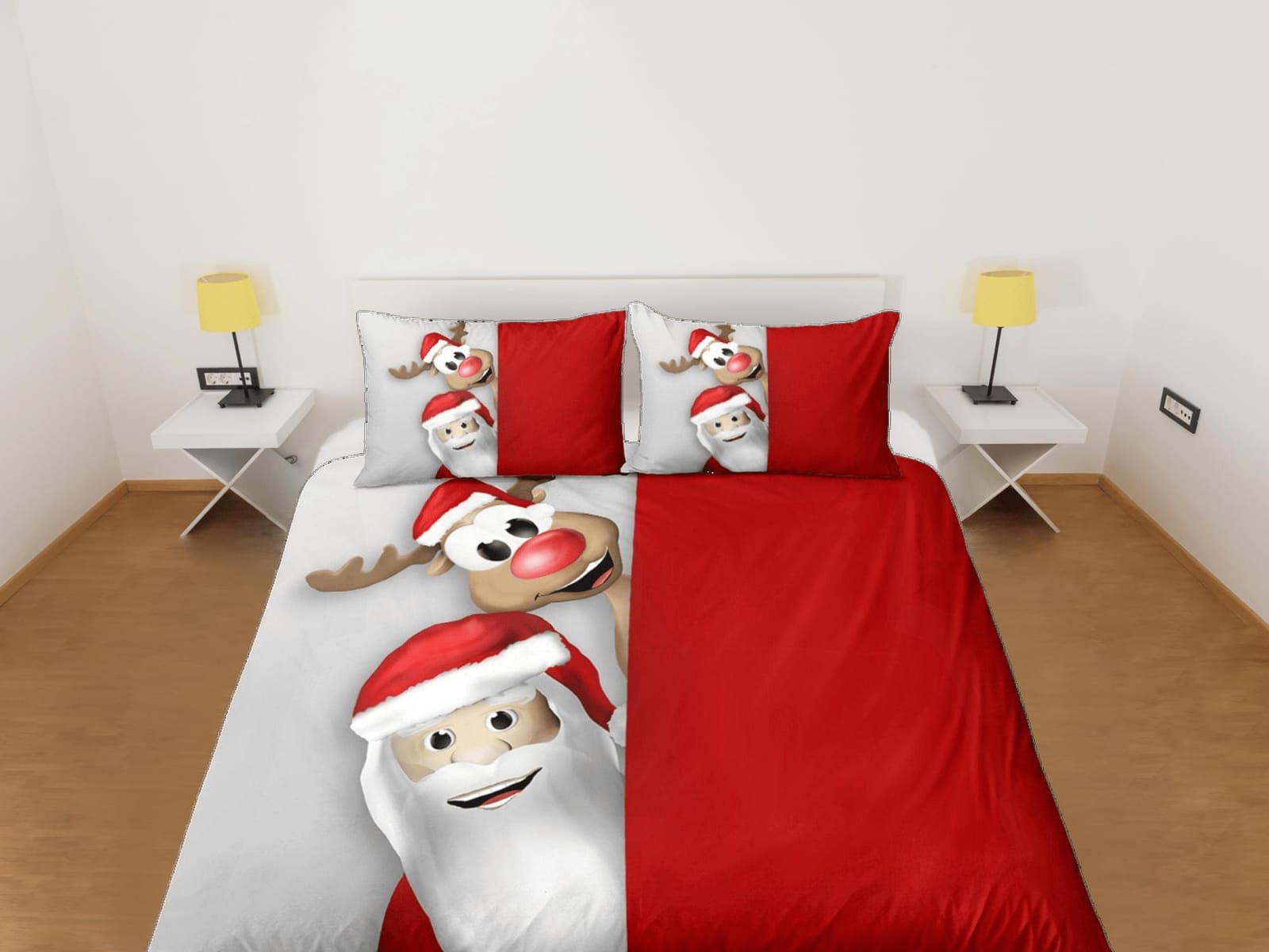 Christmas Duvet Cover Set with Pillows Santa Claus Dorm Bedding Comforter Cover Christmas Gift