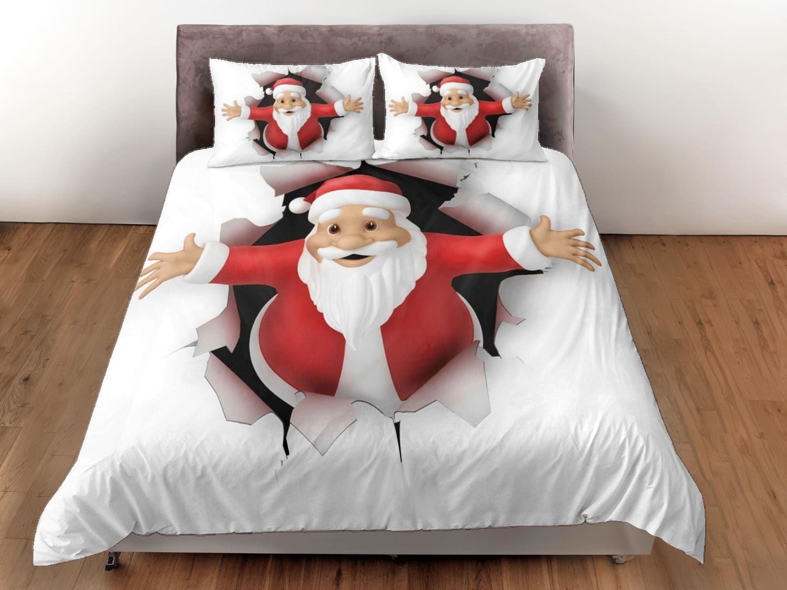 Christmas Duvet Cover Set with Pillows Santa Claus Dorm Bedding Comforter Cover Christmas Gift