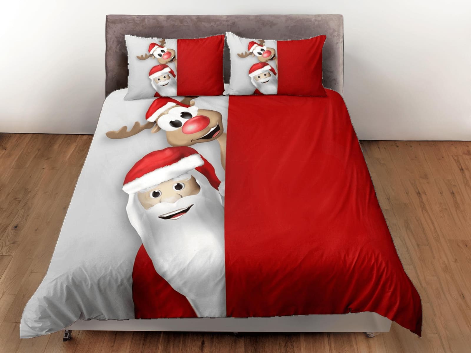 Christmas Duvet Cover Set with Pillows Santa Claus Dorm Bedding Comforter Cover Christmas Gift