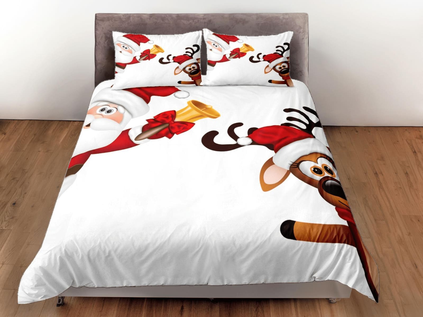 Christmas Duvet Cover Set with Pillows Santa Claus Dorm Bedding Comforter Cover Christmas Gift