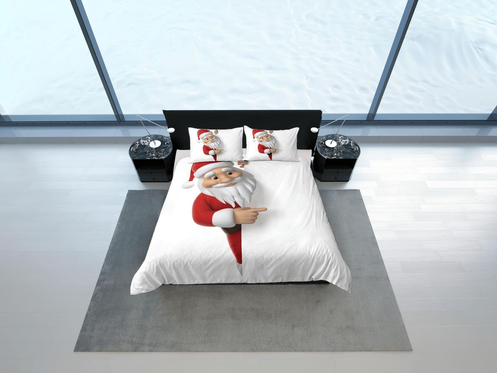Christmas Duvet Cover Set with Pillows Santa Claus Dorm Bedding Comforter Cover Christmas Gift