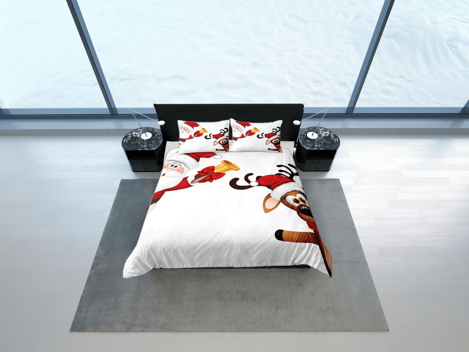 Christmas Duvet Cover Set with Pillows Santa Claus Dorm Bedding Comforter Cover Christmas Gift