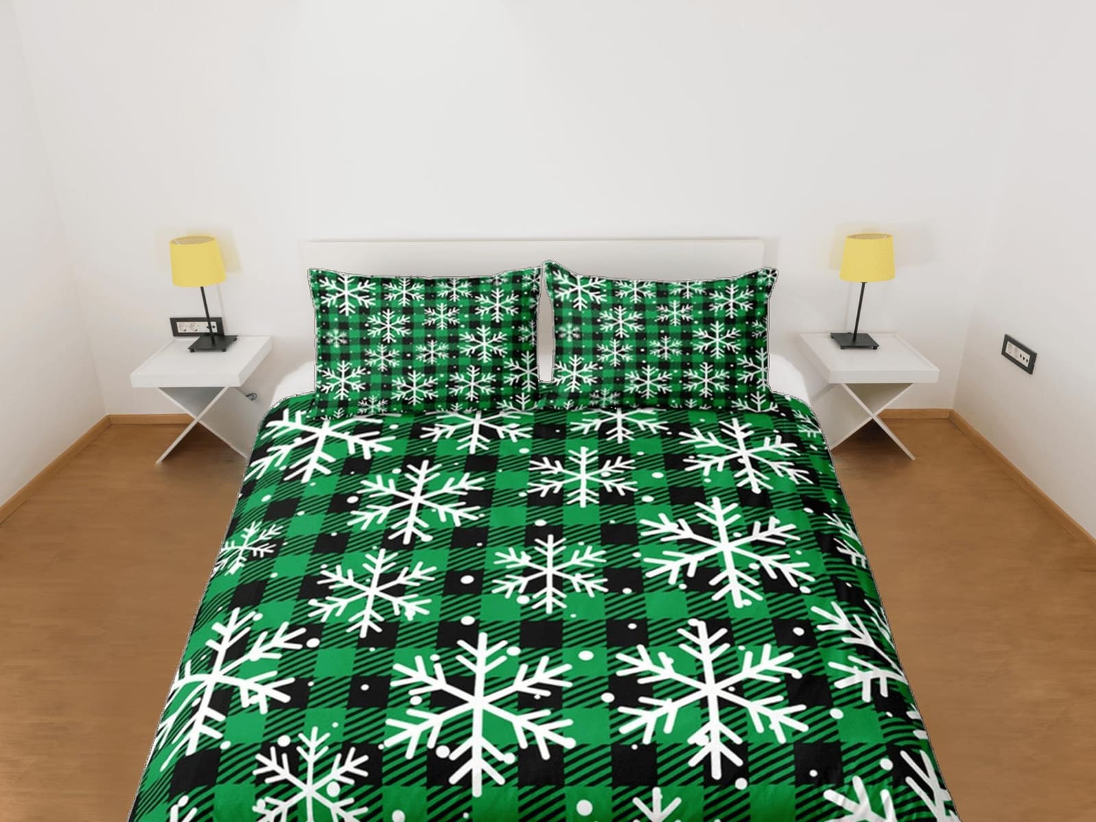 Christmas Gift Green Duvet Cover Pillowcase Bedspread Holiday Gift Bedding Set