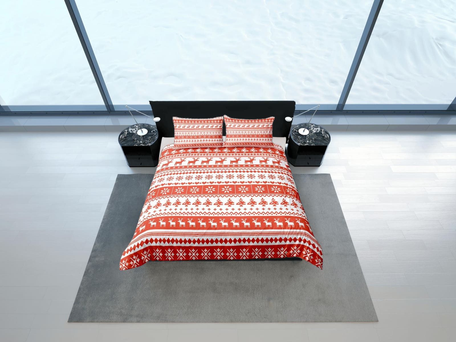 Christmas Gift Red Duvet Cover Pillowcase Bedspread Holiday Gift Bedding Set