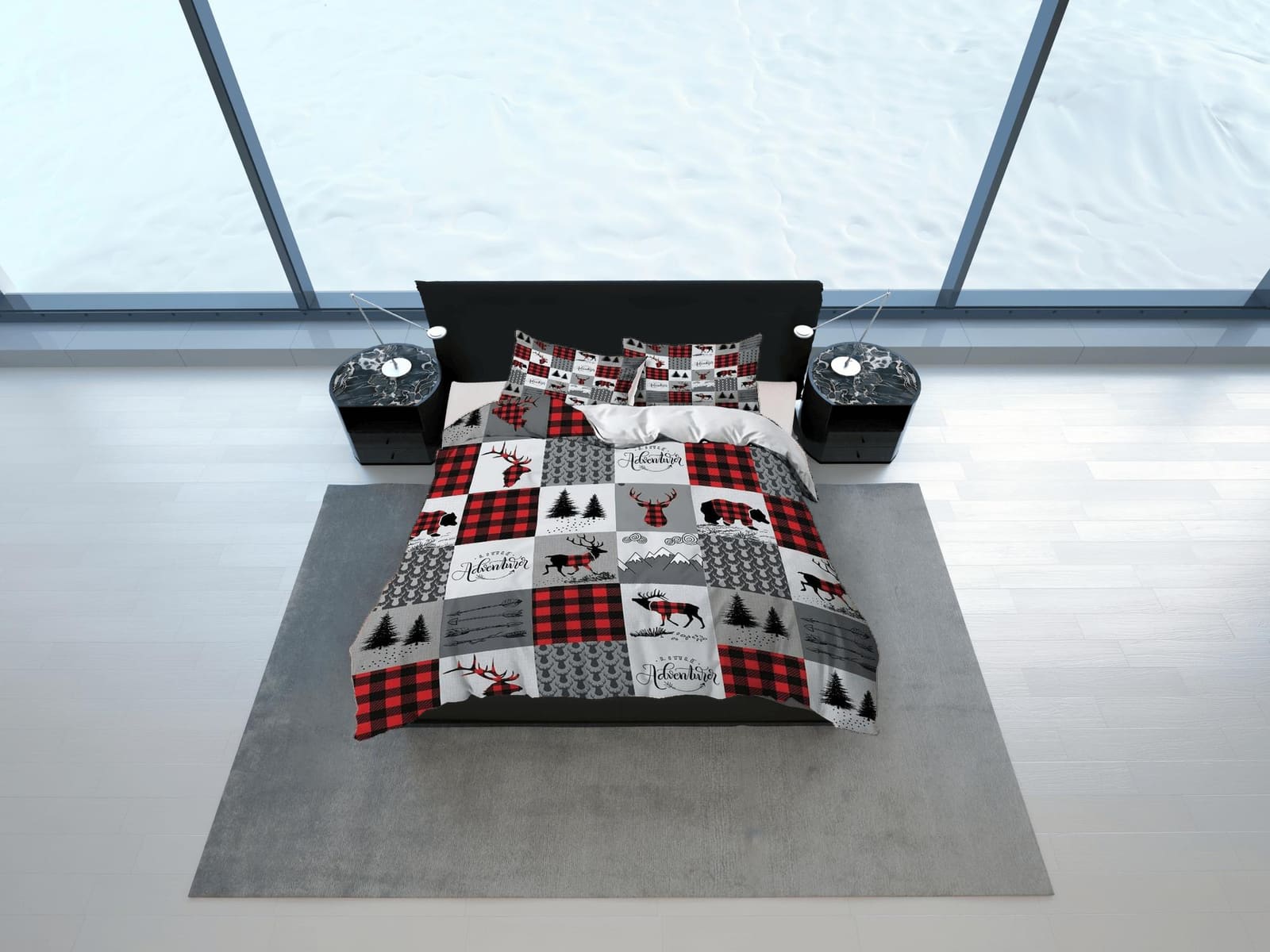 Christmas patchwork plaid duvet cover set, christmas full size bedding & pillowcase, college bedding, crib toddler bedding…