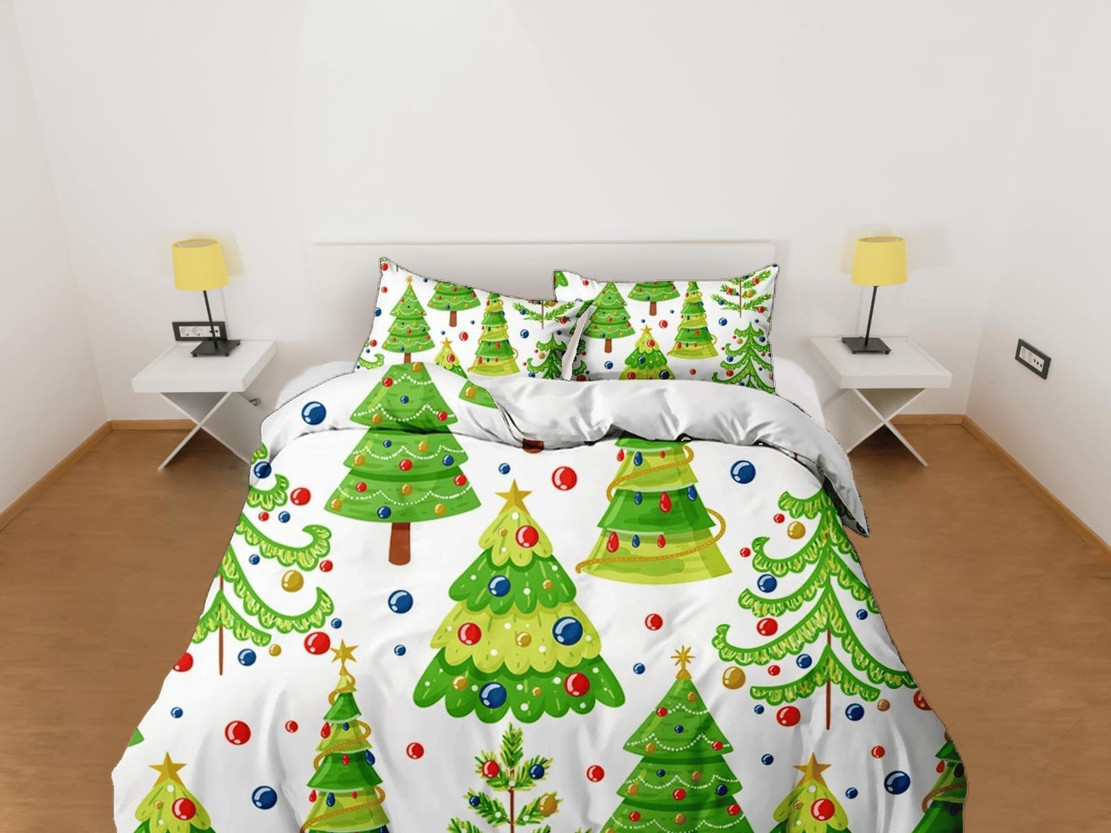 Christmas tree and bauble bedding & pillowcase holiday gift duvet cover king queen full twin toddler bedding baby Christma…