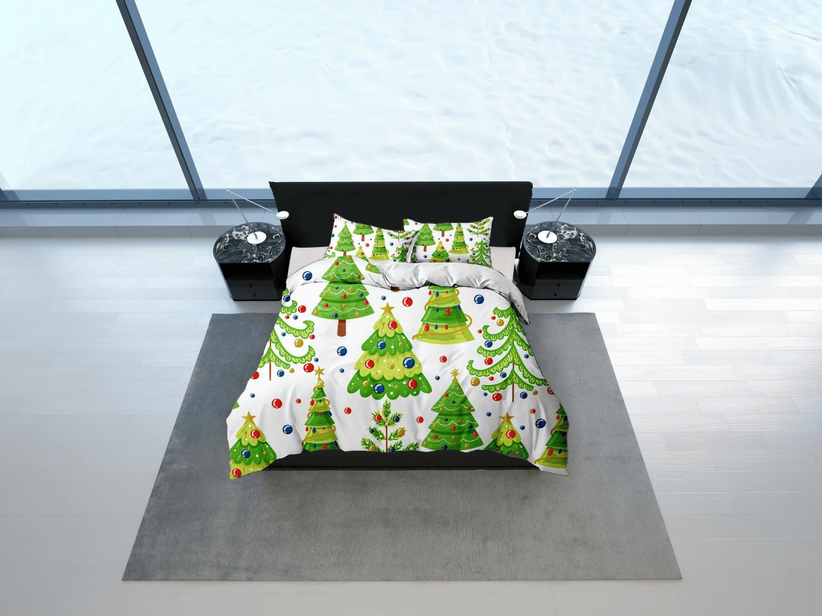 Christmas tree and bauble bedding & pillowcase holiday gift duvet cover king queen full twin toddler bedding baby Christma…