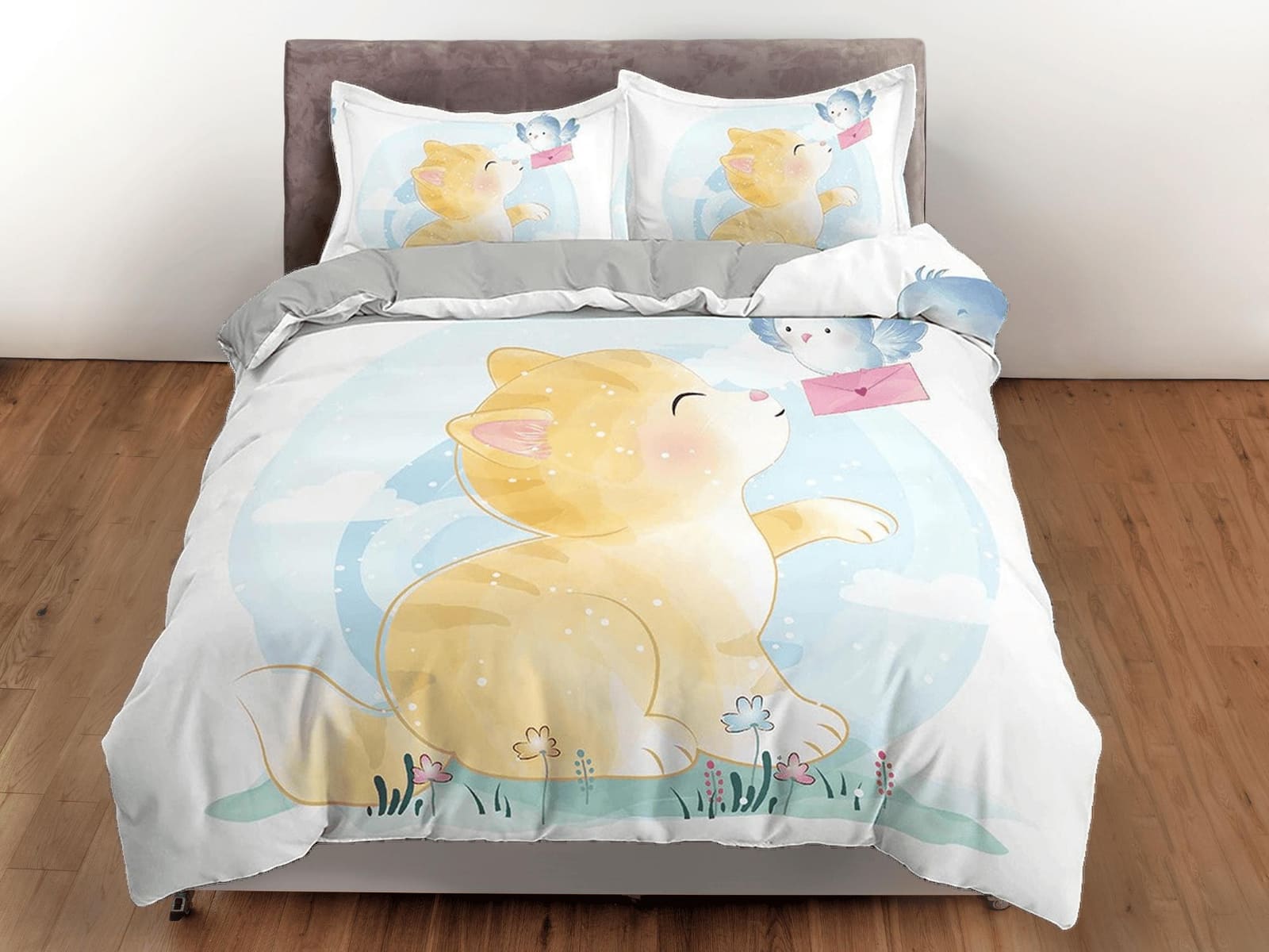 Chubby Cute Cat Bedding, Duvet Cover Set & Pillowcase, Zipper Bedding, Dorm Bedding, Teens Adult Duvet King Queen Full Twi…