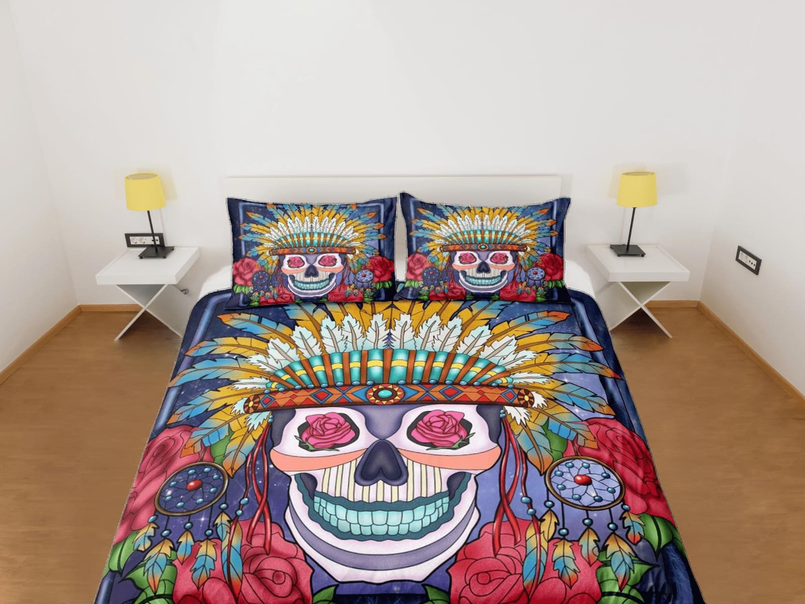 Cinco de Mayo Skull Duvet Cover Set Colorful Bedspread Dorm Bedding Pillowcase Bedding Mexican Design