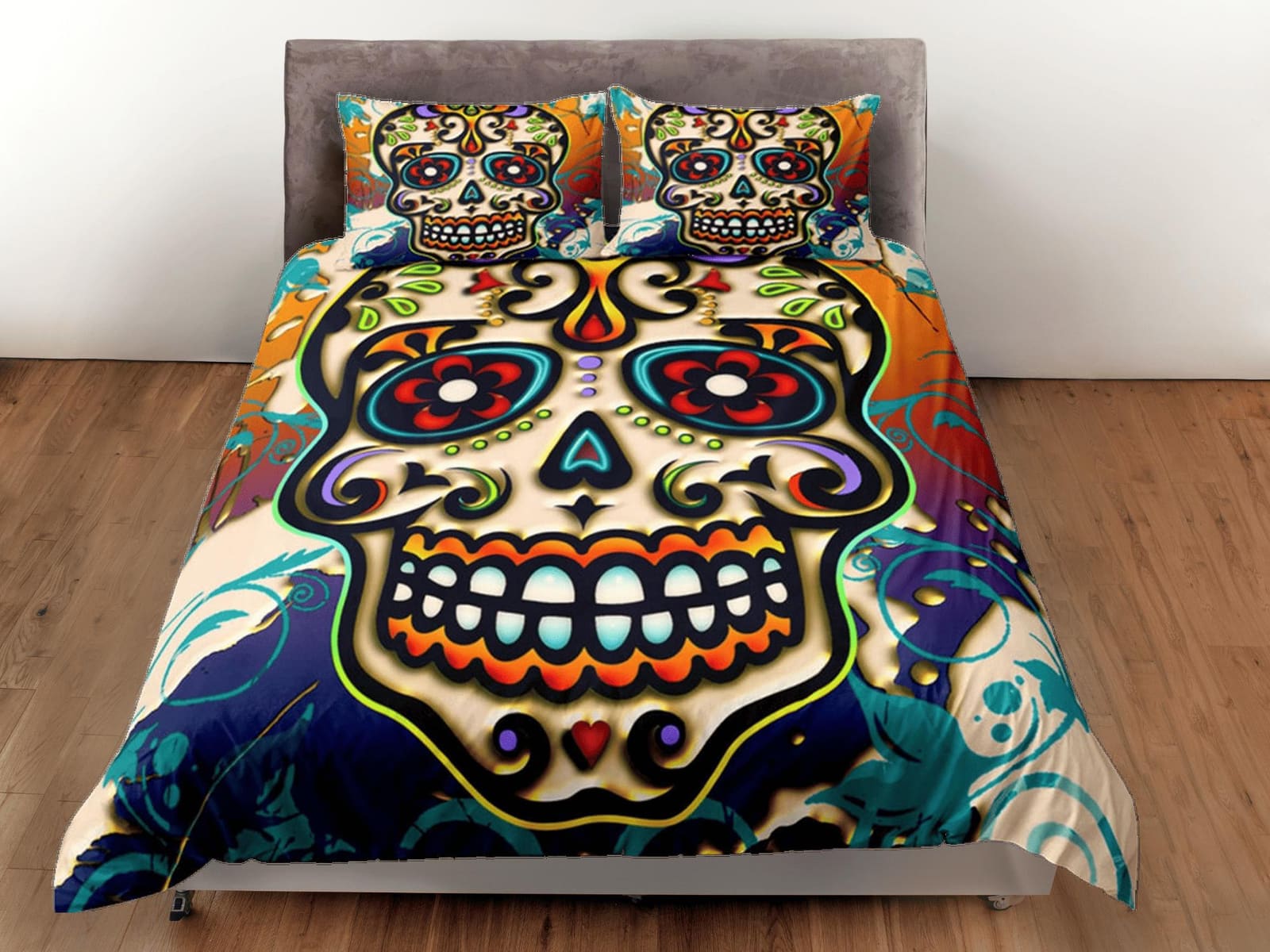 Cinco de Mayo Skull Duvet Cover Set Colorful Bedspread Dorm Bedding Pillowcase Bedding Mexican Design