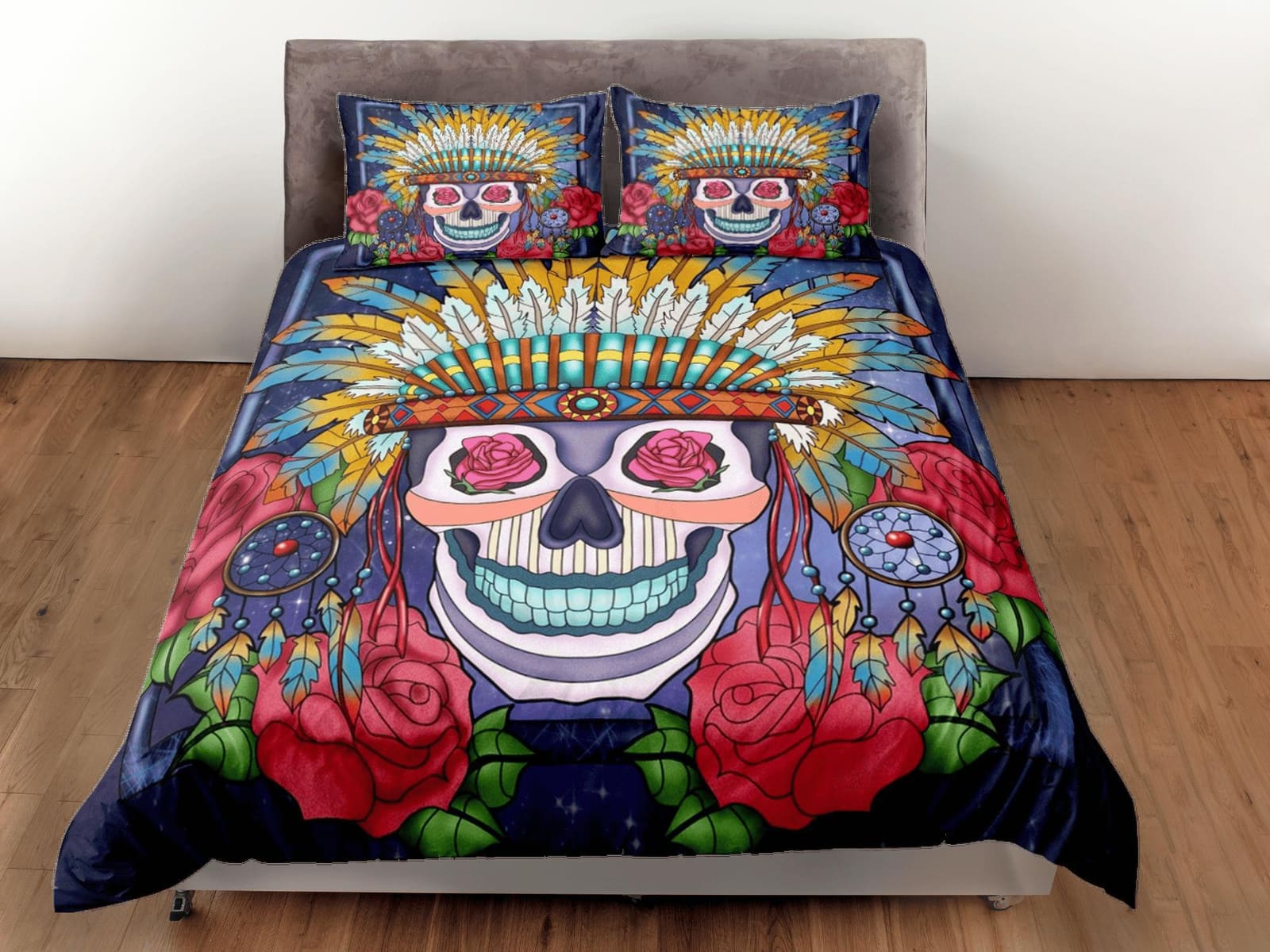 Cinco de Mayo Skull Duvet Cover Set Colorful Bedspread Dorm Bedding Pillowcase Bedding Mexican Design