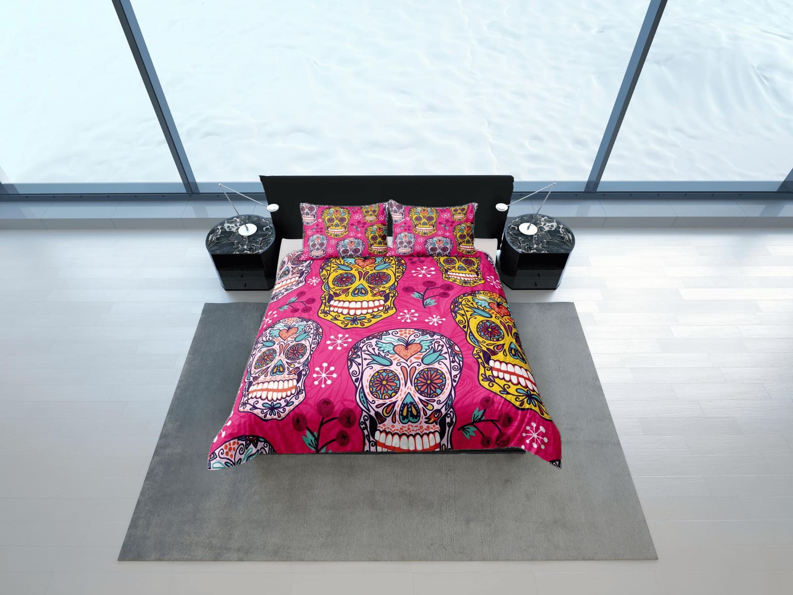 Cinco de Mayo Skull Duvet Cover Set Colorful Bedspread Dorm Bedding Pillowcase Bedding Mexican Design