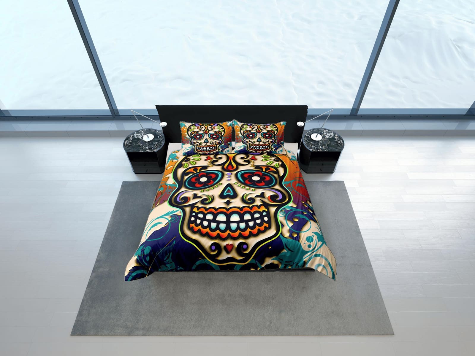 Cinco de Mayo Skull Duvet Cover Set Colorful Bedspread Dorm Bedding Pillowcase Bedding Mexican Design