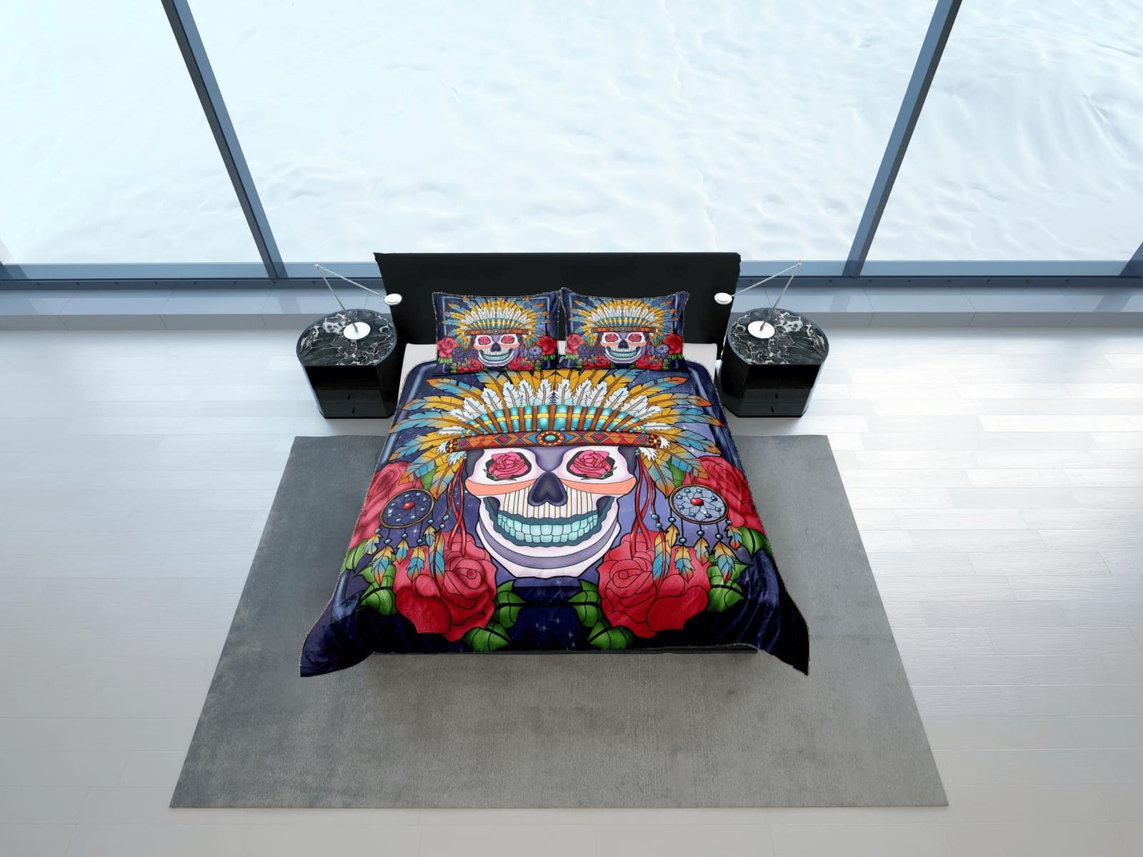 Cinco de Mayo Skull Duvet Cover Set Colorful Bedspread Dorm Bedding Pillowcase Bedding Mexican Design