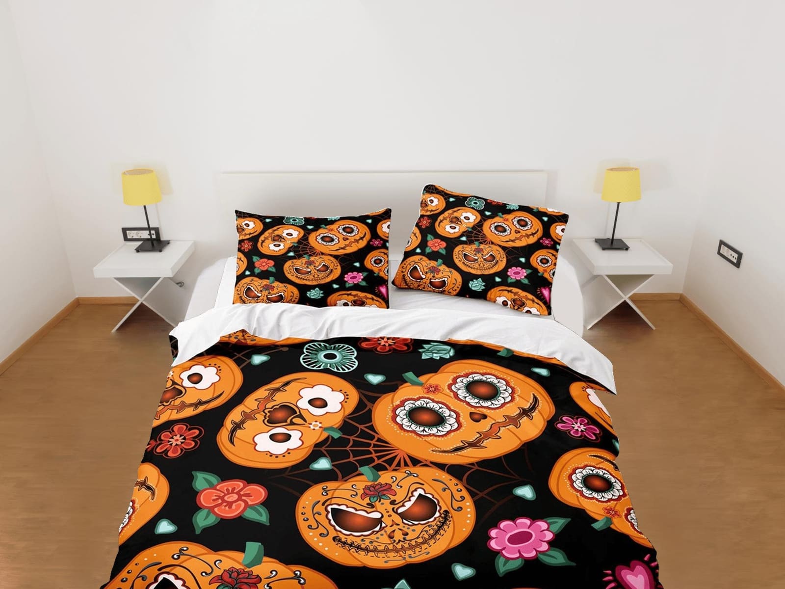 Cinco de mayo style pumpkin halloween full size bedding & pillowcase, duvet cover set dorm bedding, nursery toddler beddin…