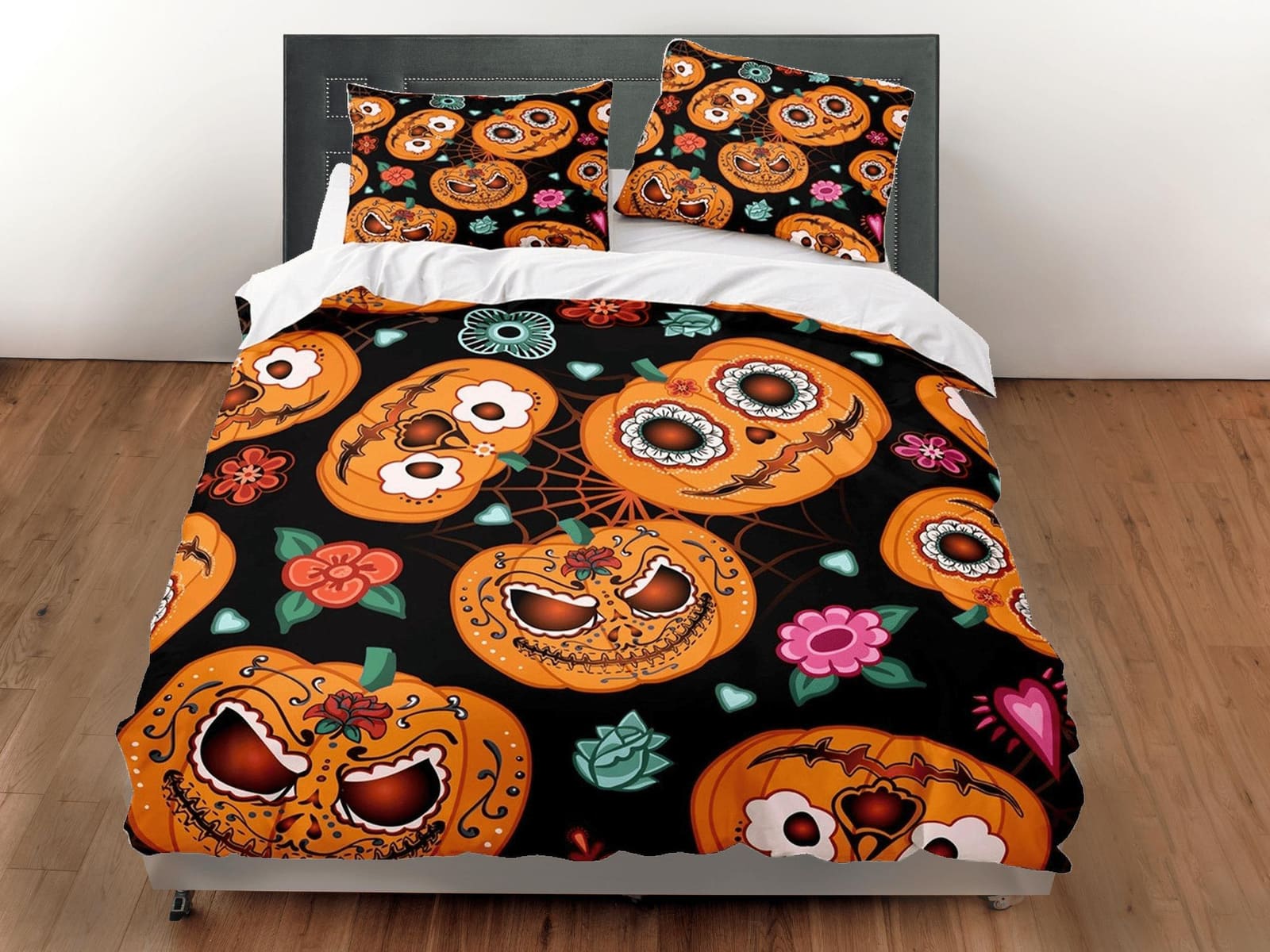 Cinco de mayo style pumpkin halloween full size bedding & pillowcase, duvet cover set dorm bedding, nursery toddler beddin…