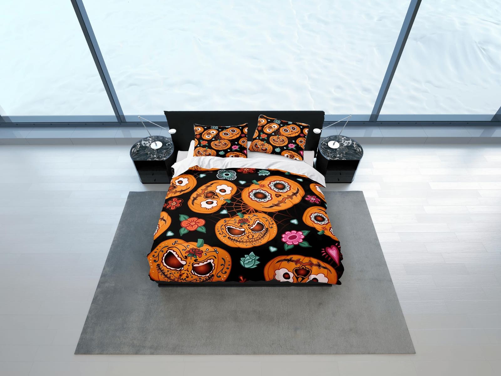 Cinco de mayo style pumpkin halloween full size bedding & pillowcase, duvet cover set dorm bedding, nursery toddler beddin…