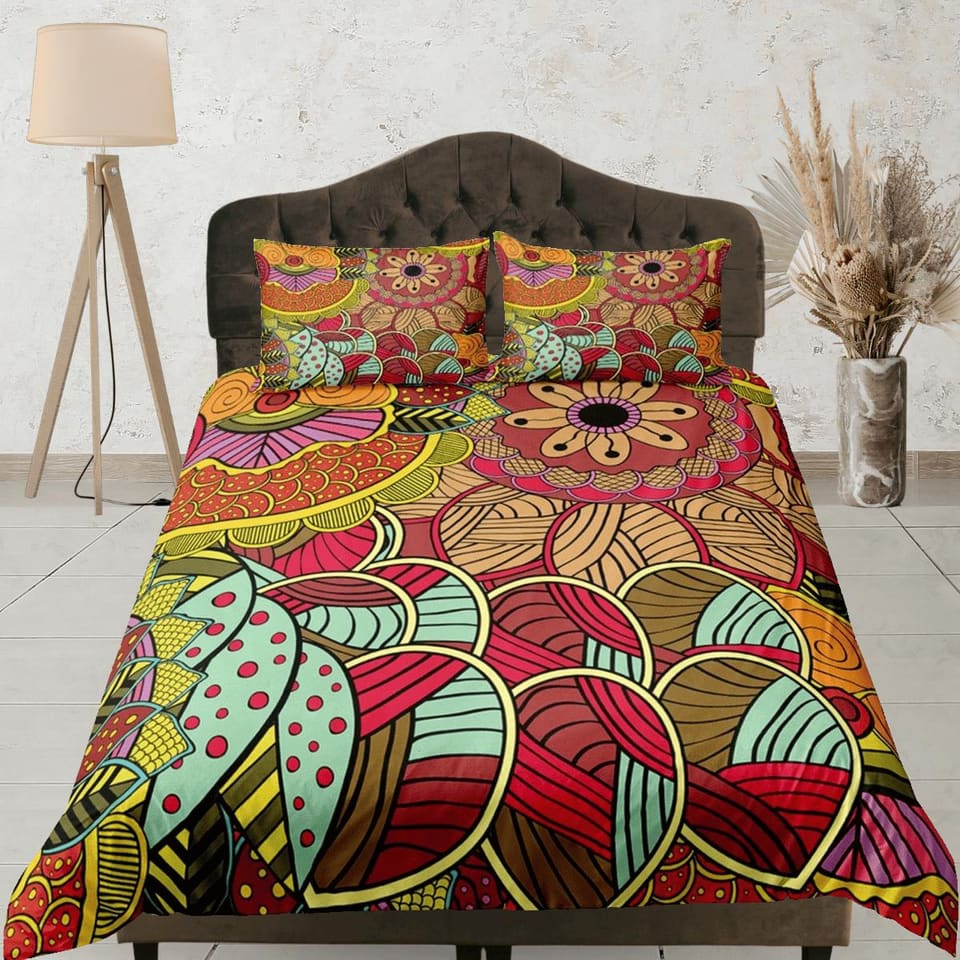 Colorful african pattern bedding set duvet cover, boho bedding african ethnic tribal design afrocentric designer bedding,…