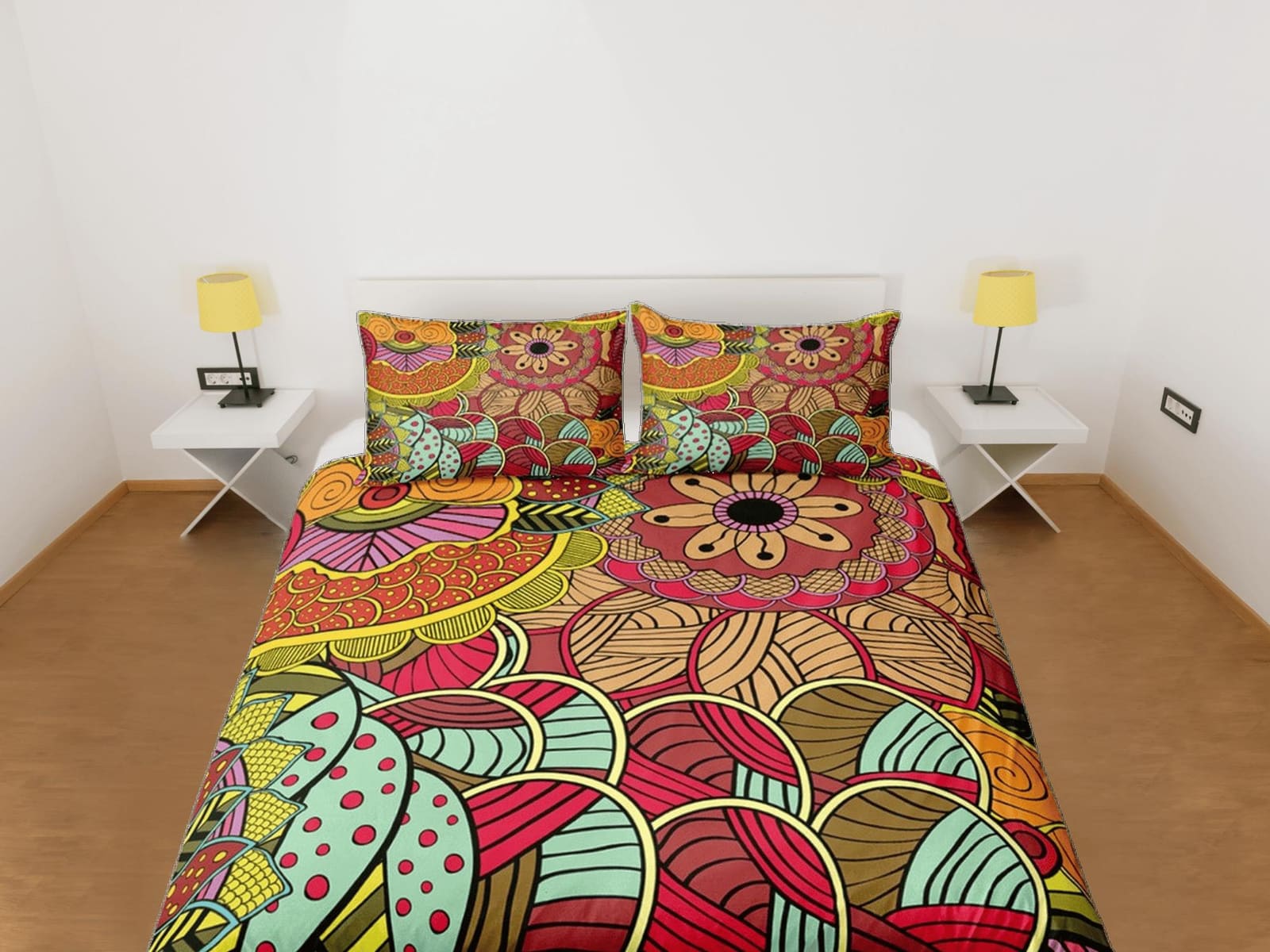 Colorful african pattern bedding set duvet cover, boho bedding african ethnic tribal design afrocentric designer bedding,…