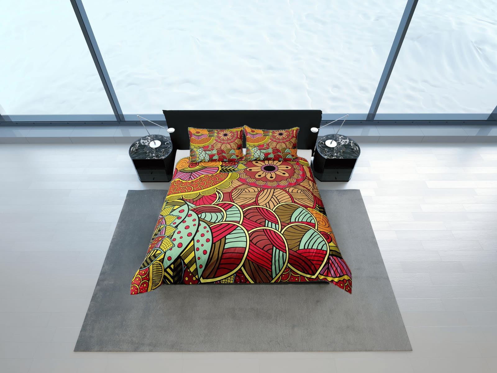 Colorful african pattern bedding set duvet cover, boho bedding african ethnic tribal design afrocentric designer bedding,…