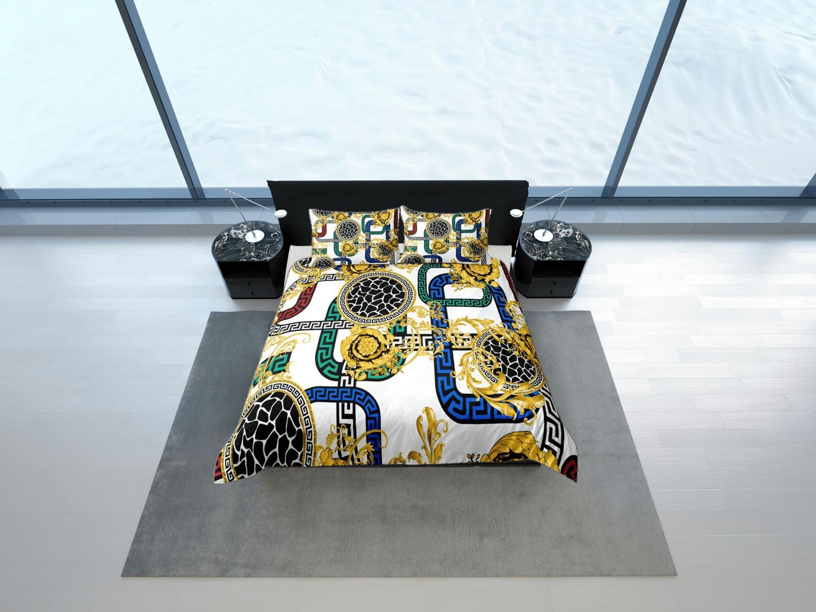 Colorful Baroque Luxury Duvet Cover Aesthetic Bedding Set Full Victorian Decor,