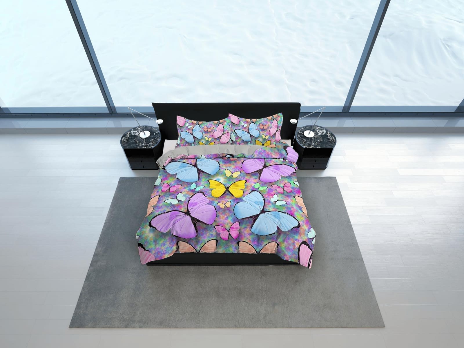 Colorful butterfly bedding boho chic aesthetic duvet cover, dorm bedding full size adult duvet king queen twin, nursery to…