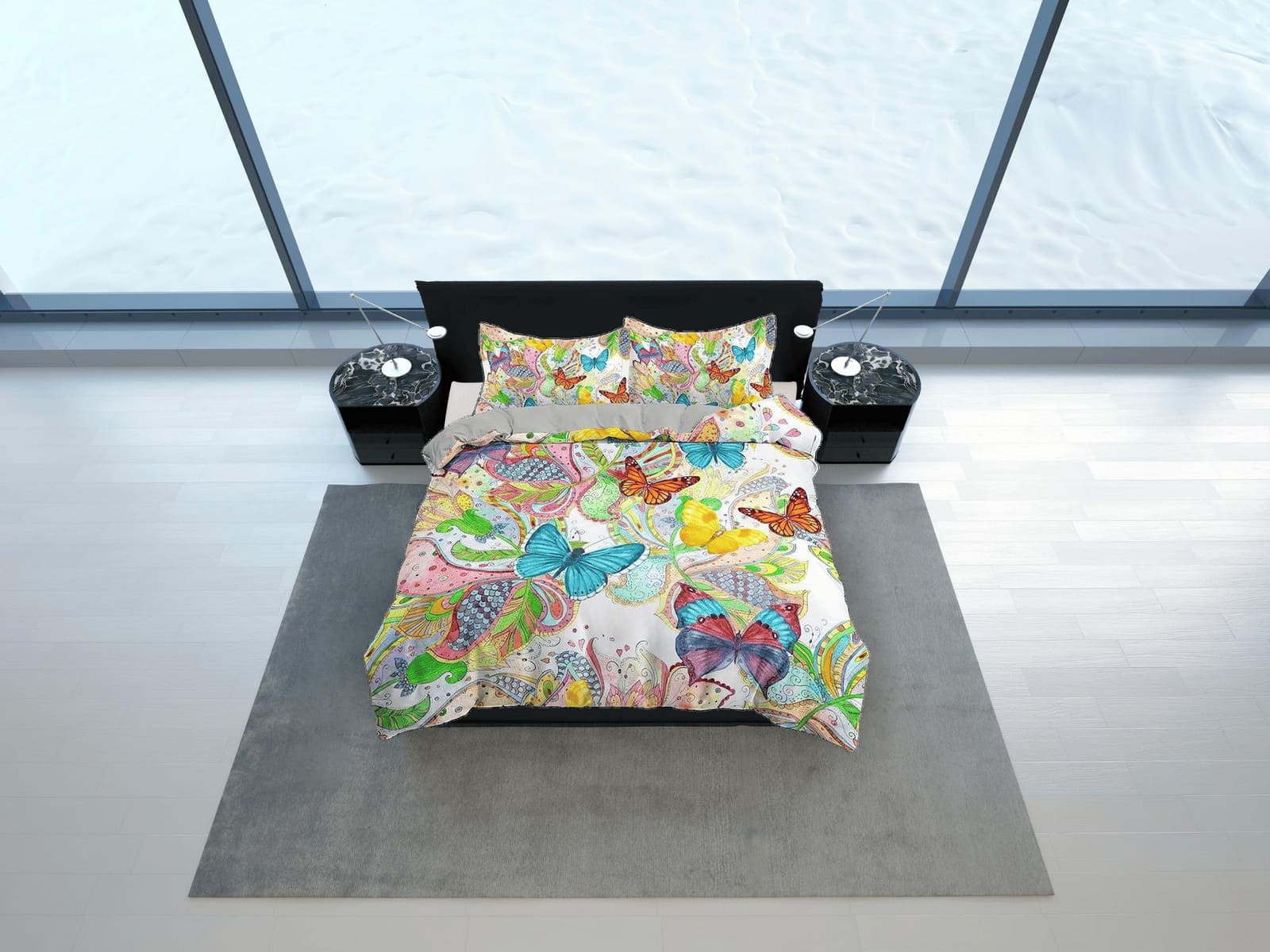 Colorful butterfly bedding whimsical duvet cover dorm bedding, full size adult duvet king queen twin, butterfly nursery to…