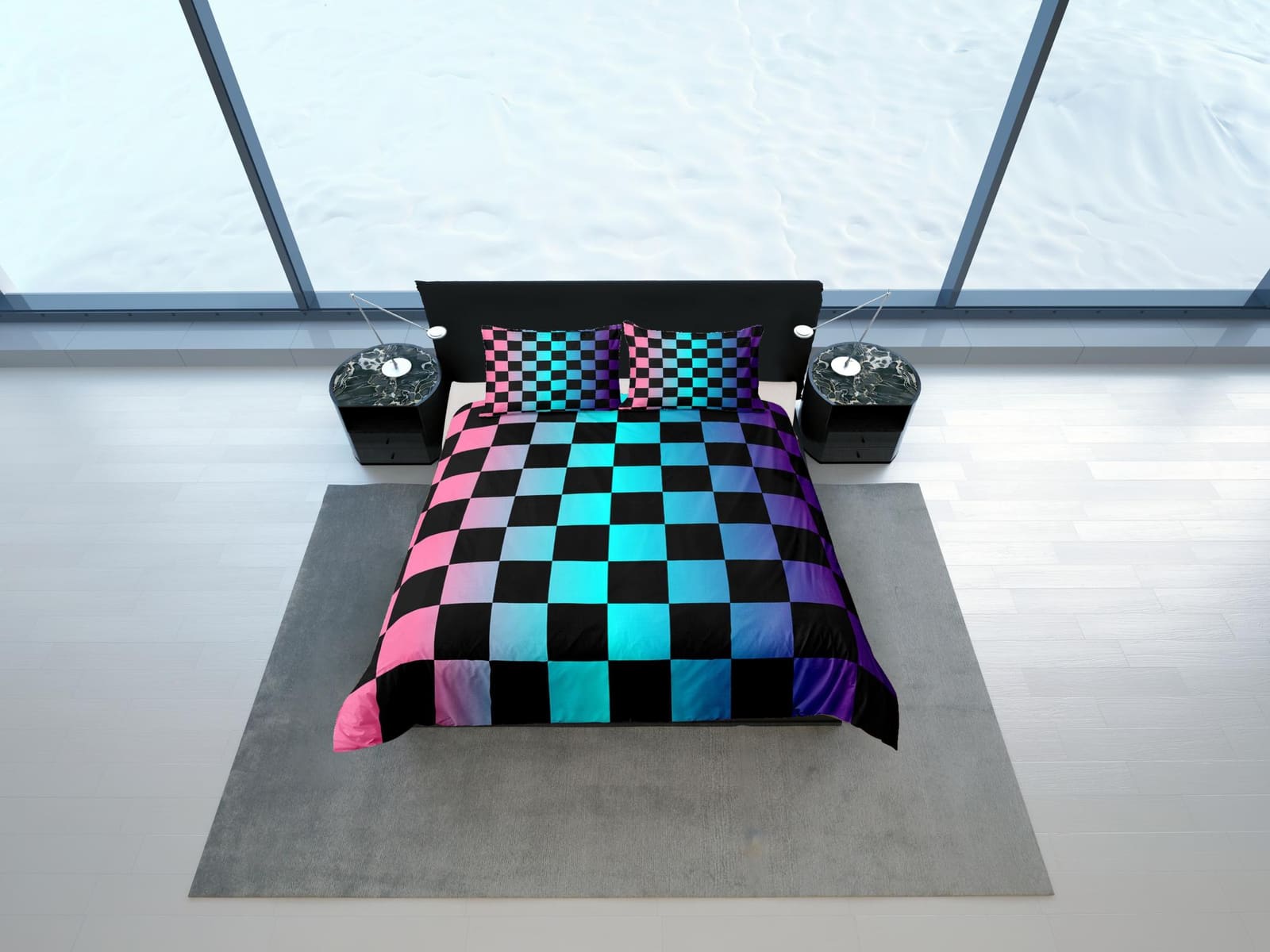 Colorful Checkered Fabric Duvet Cover Dorm Bedding Set Full Checkered Comforter Cover