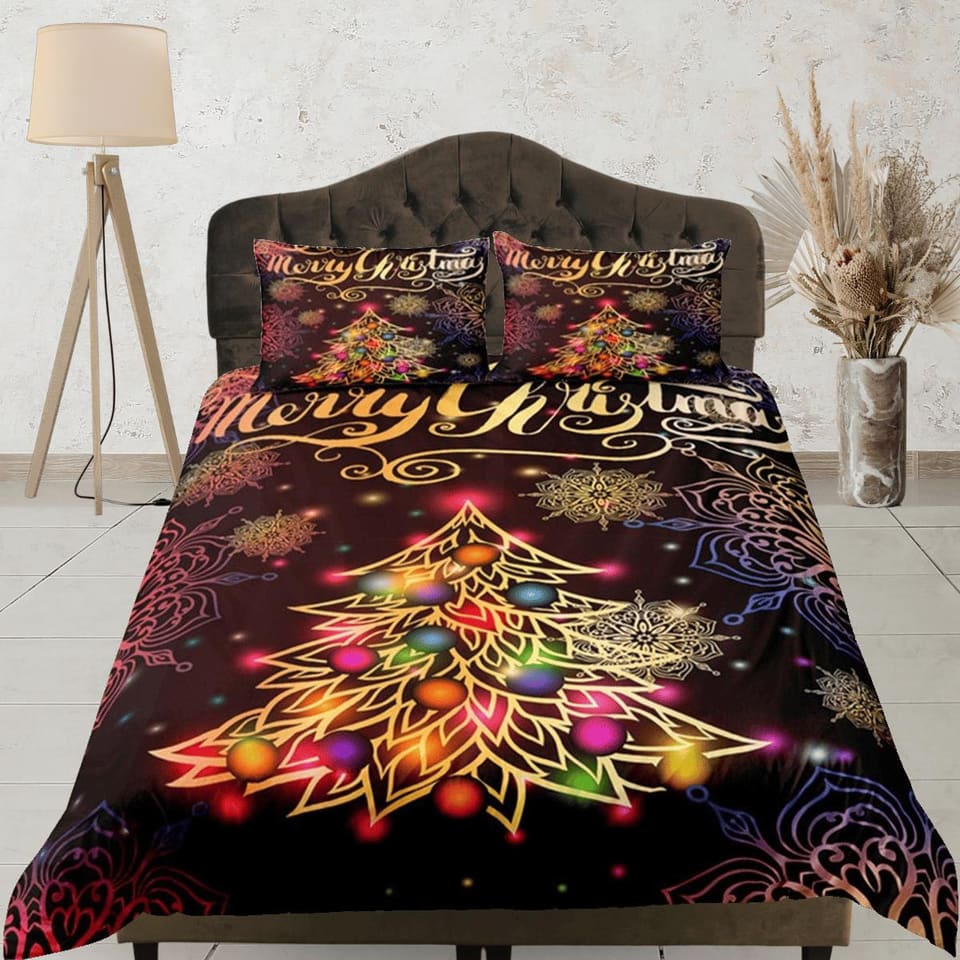 Colorful Christmas bedding & pillowcase holiday gift duvet cover king queen full twin toddler bedding baby Christmas farmh…