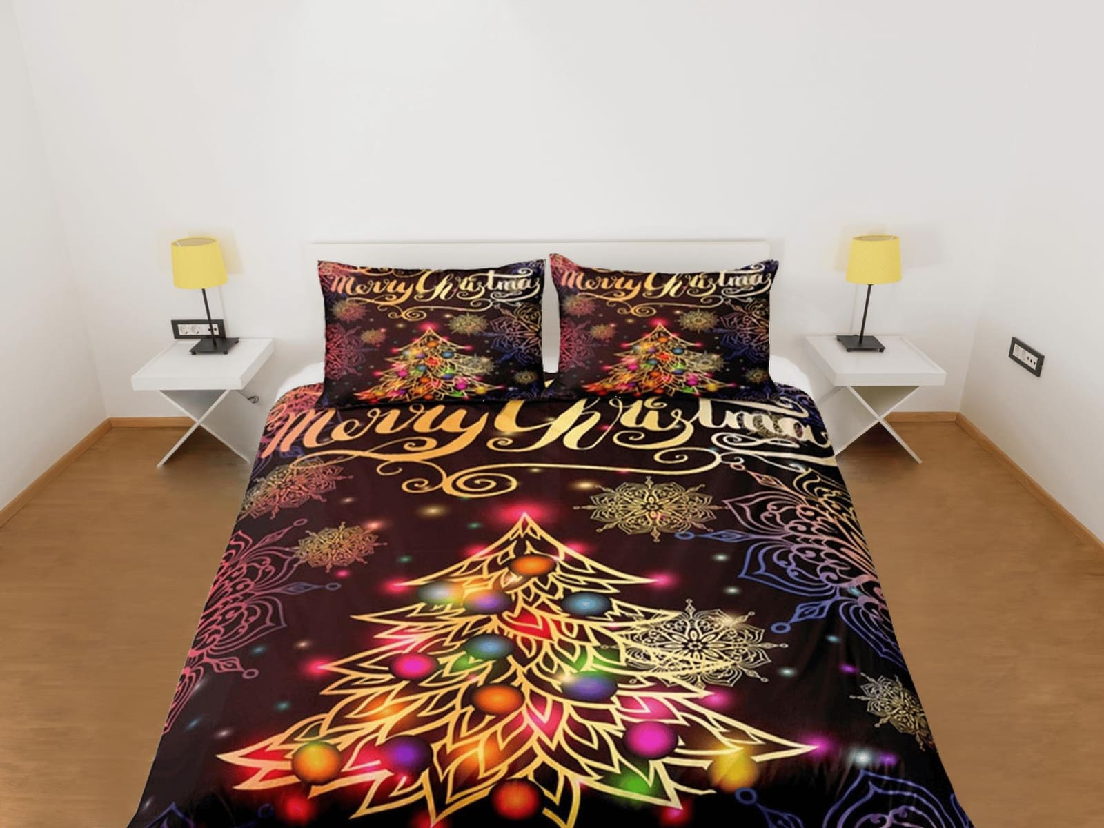 Colorful Christmas bedding & pillowcase holiday gift duvet cover king queen full twin toddler bedding baby Christmas farmh…