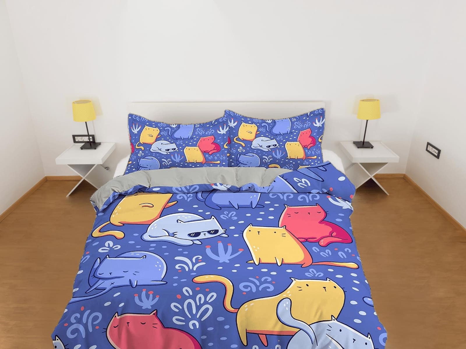 Colorful Chubby Cats Bedding, Duvet Cover Set & Pillowcase, Zipper Bedding, Dorm Bedding, Teens Adult Duvet King Queen Ful…