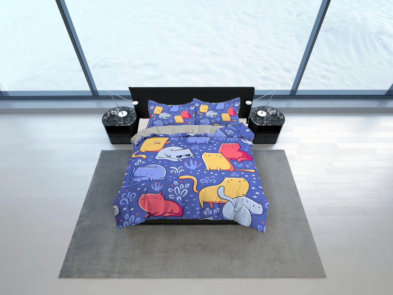 Colorful Chubby Cats Bedding, Duvet Cover Set & Pillowcase, Zipper Bedding, Dorm Bedding, Teens Adult Duvet King Queen Ful…