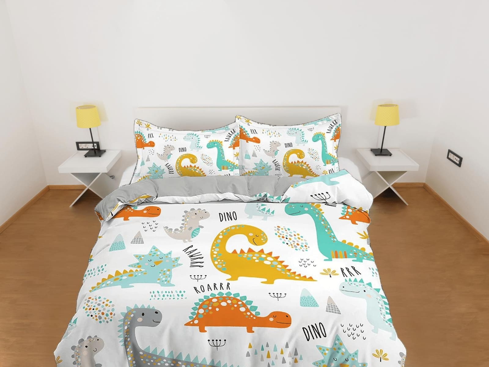 Colorful Dinosaurs Bedding, Duvet Cover Set & Pillowcase, Zipper Bedding, Dorm Bedding, Teens Adult Duvet King Queen Full…