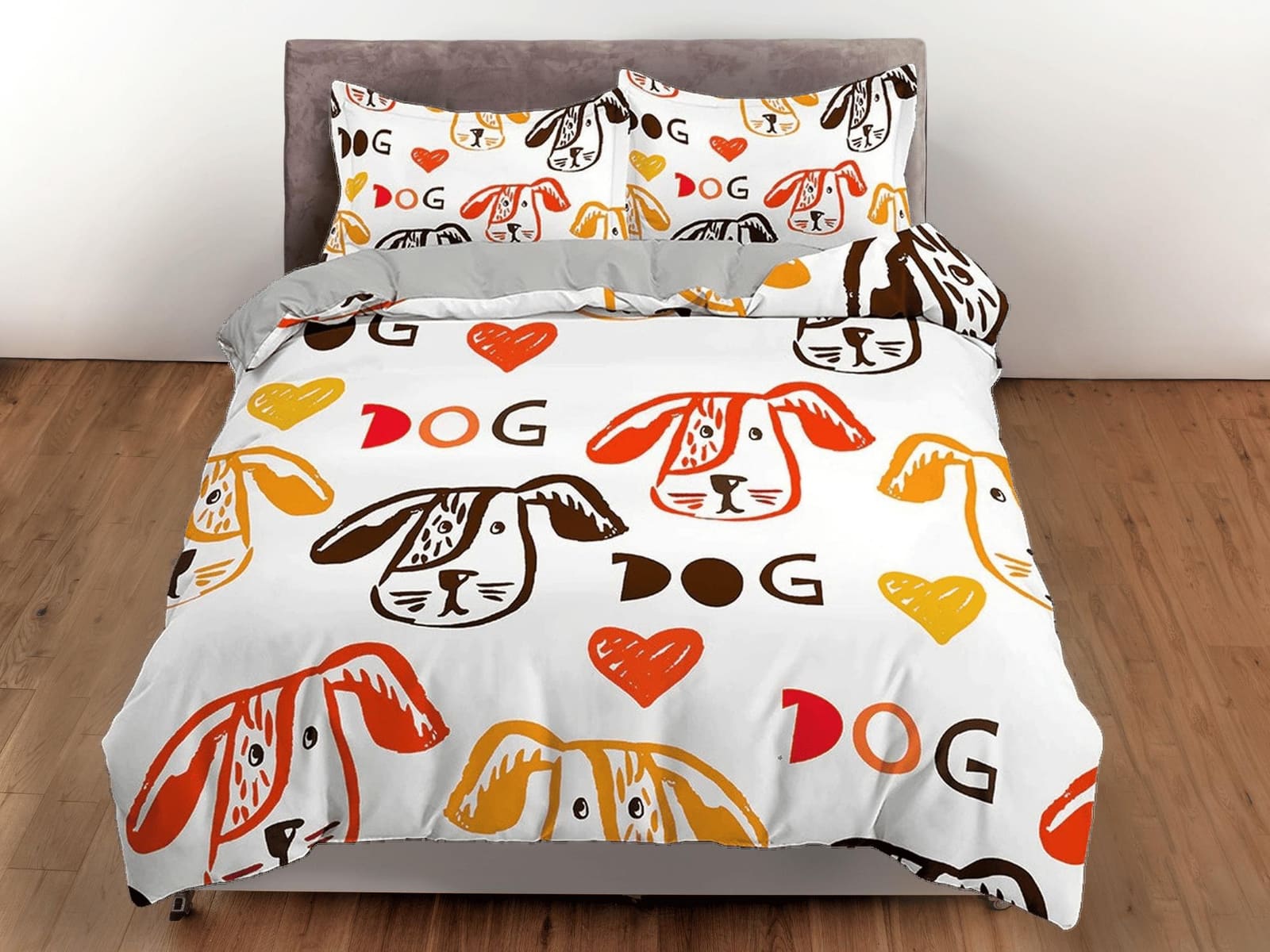 Colorful Dog Drawing Bedding, Duvet Cover Set & Pillowcase, Zipper Bedding, Dorm Bedding, Teens Adult Duvet King Queen Ful…
