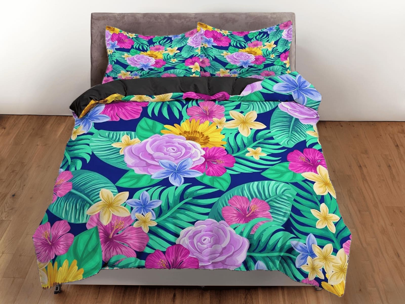 Colorful floral bedding, tropical duvet cover queen, king, boho duvet, designer bedding, aesthetic bedding, maximalist ful…