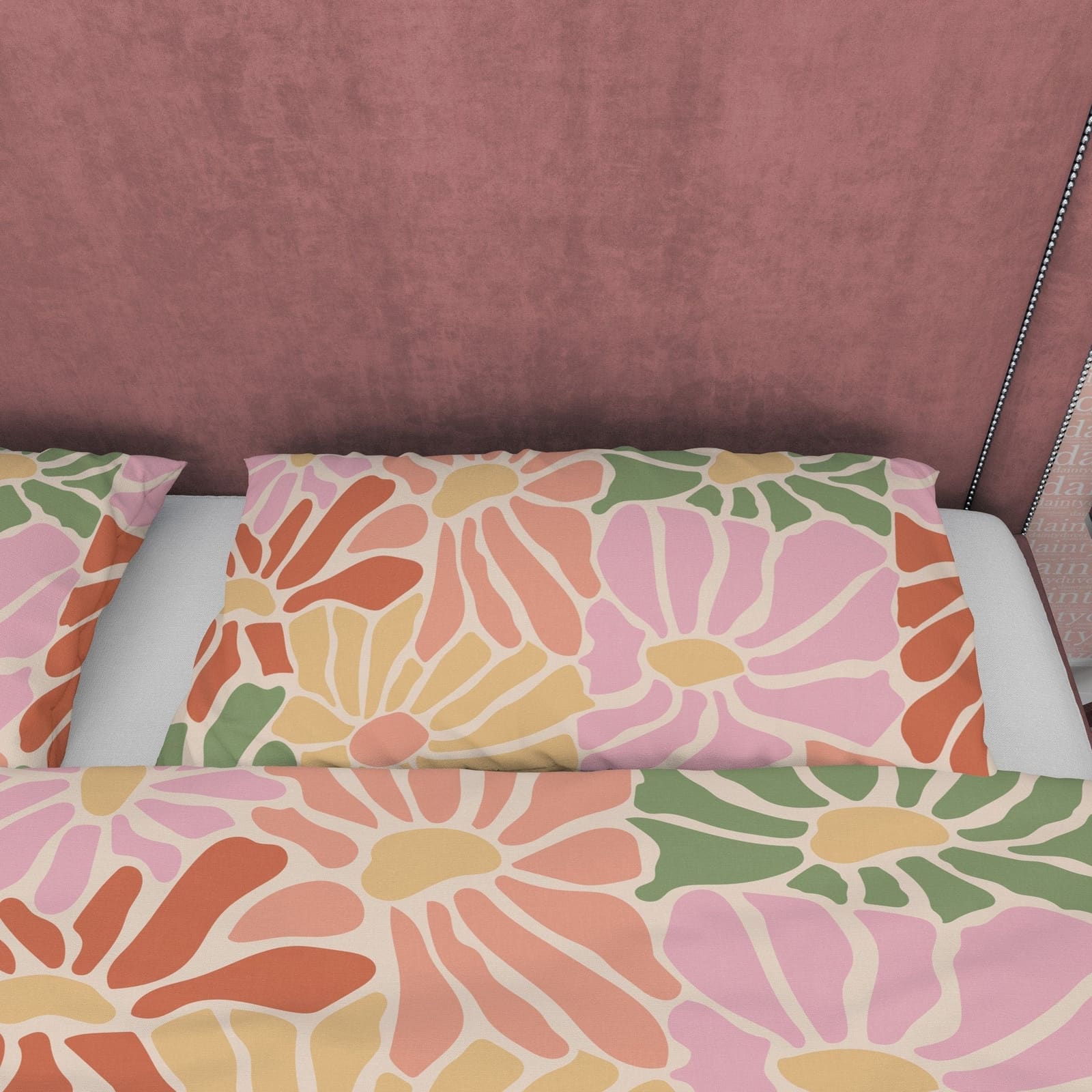 Colorful Flower Boho Bedding Beige Duvet Cover Bohemian Bedroom Set, Floral Quilt Cover, Aesthetic Bedspread, Bright Uniqu…