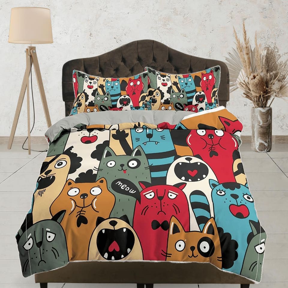 Colorful Funny Dogs Bedding, Duvet Cover Set & Pillowcase, Zipper Bedding, Dorm Bedding, Teens Adult Duvet King Queen Full…