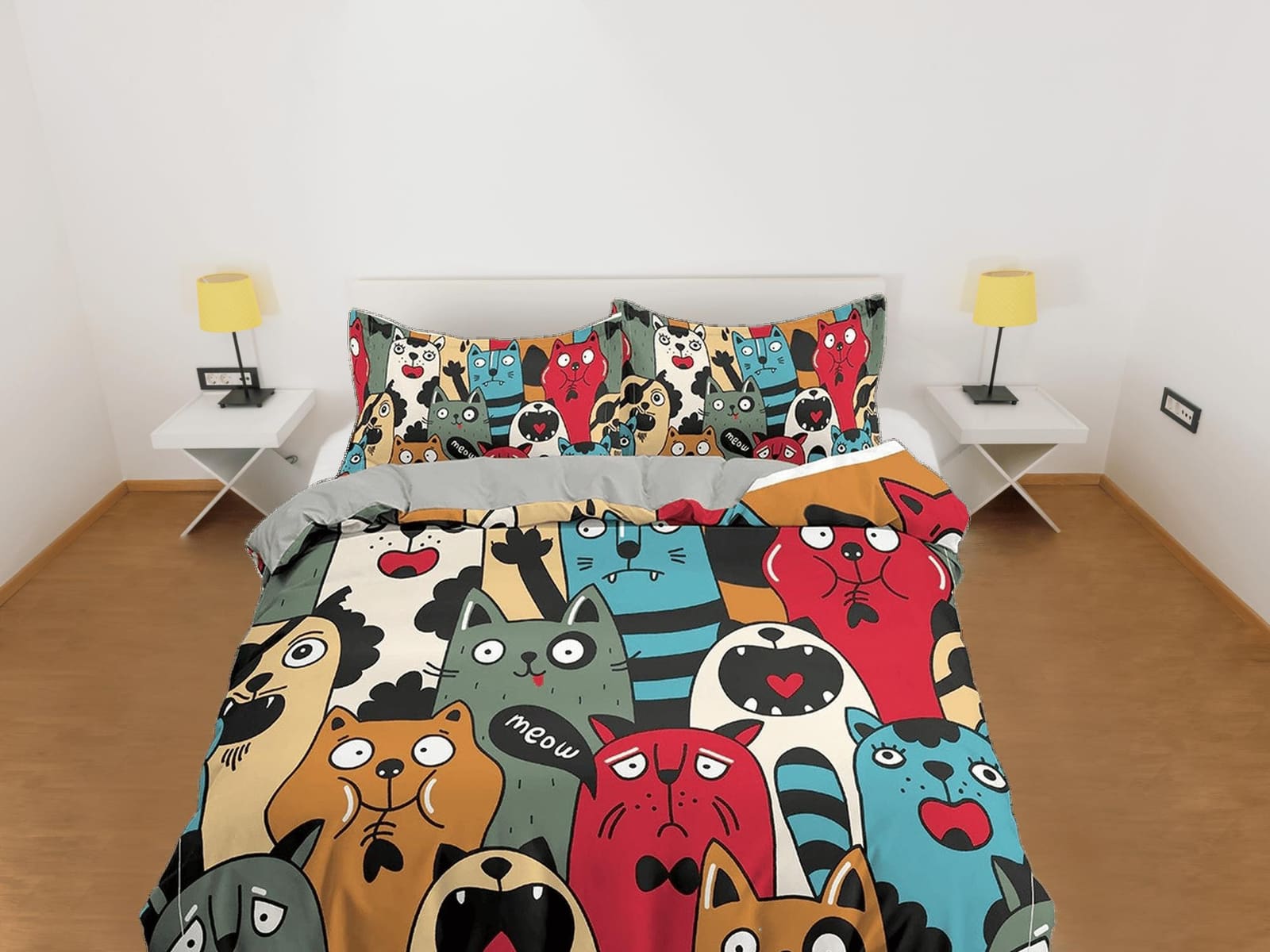 Colorful Funny Dogs Bedding, Duvet Cover Set & Pillowcase, Zipper Bedding, Dorm Bedding, Teens Adult Duvet King Queen Full…