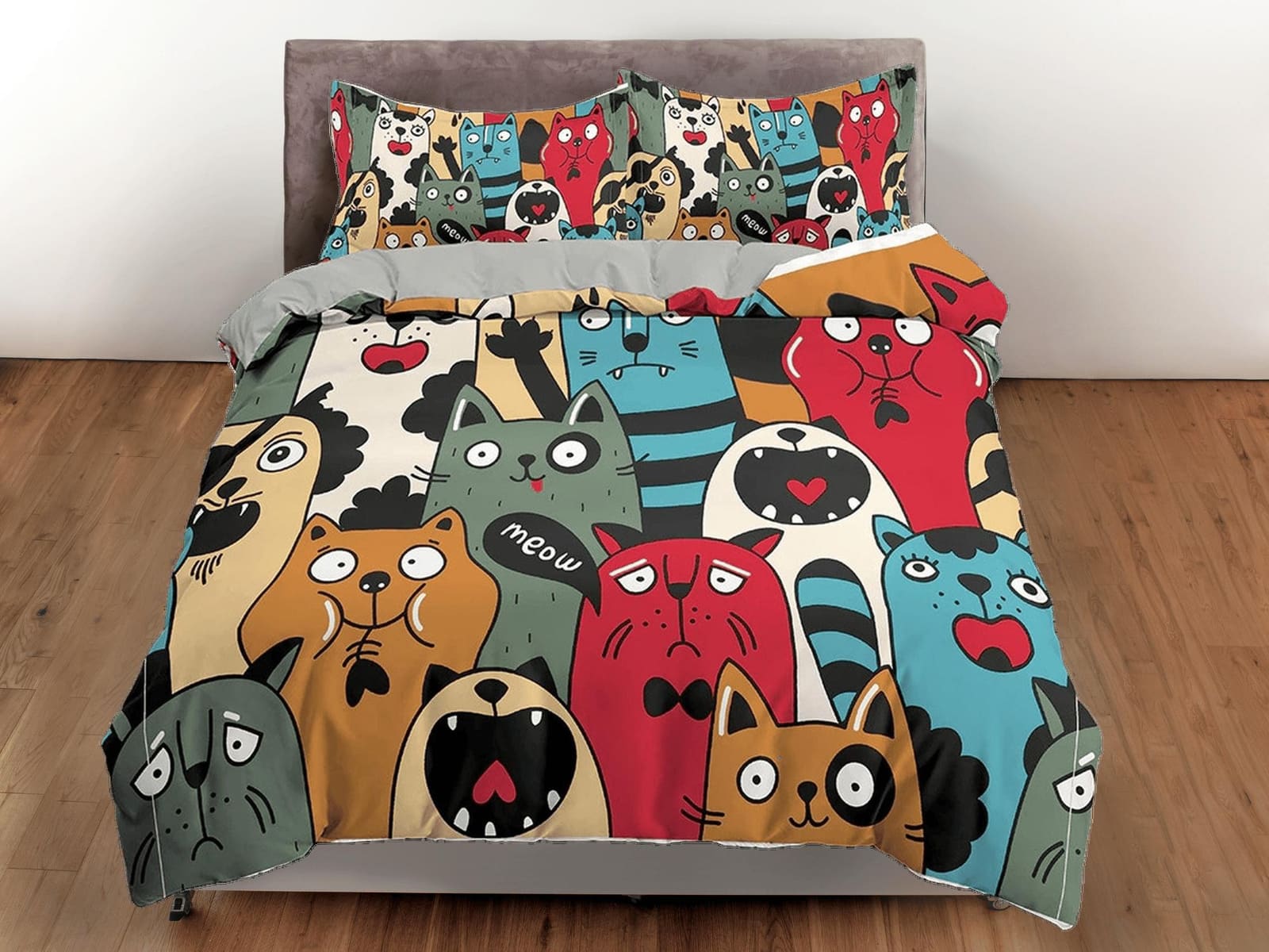 Colorful Funny Dogs Bedding, Duvet Cover Set & Pillowcase, Zipper Bedding, Dorm Bedding, Teens Adult Duvet King Queen Full…