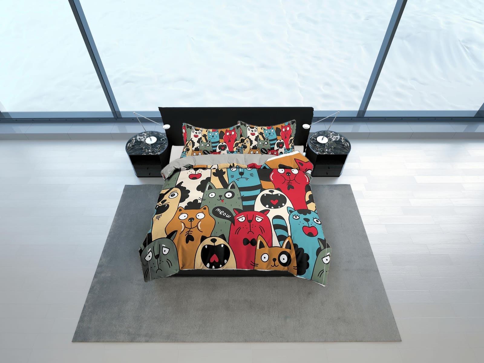 Colorful Funny Dogs Bedding, Duvet Cover Set & Pillowcase, Zipper Bedding, Dorm Bedding, Teens Adult Duvet King Queen Full…