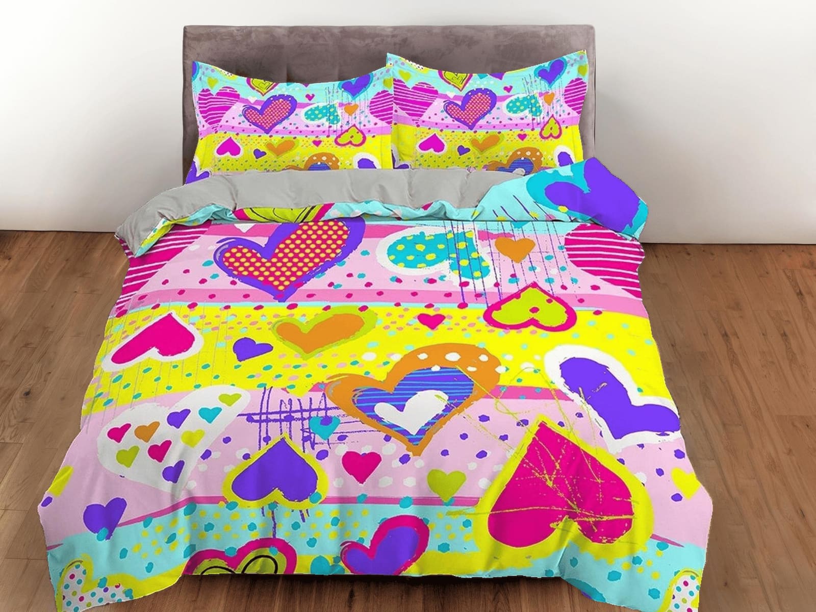 Colorful Hearts Kingdom Toddler Bedding, Unique Duvet Cover for Nursery Kids, Crib Bedding, Baby Zipper Bedding, King Quee…