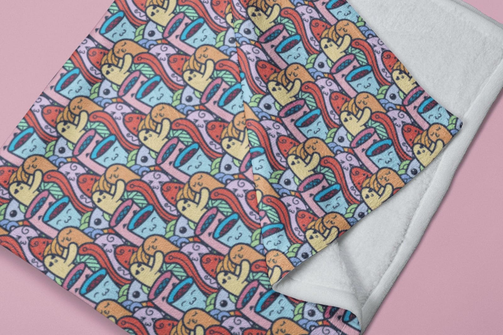 Colorful Kawaii Doodle Soft Fluffy Velvet Flannel Fleece Throw Blanket