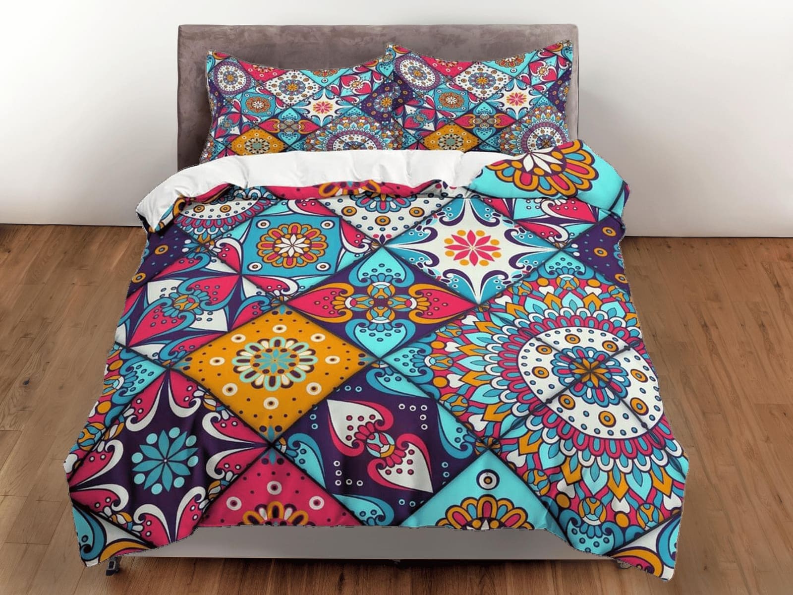 Colorful lantern patchwork quilt printed duvet cover set aesthetic room decor bedding set full, king, queen size, boho bed…