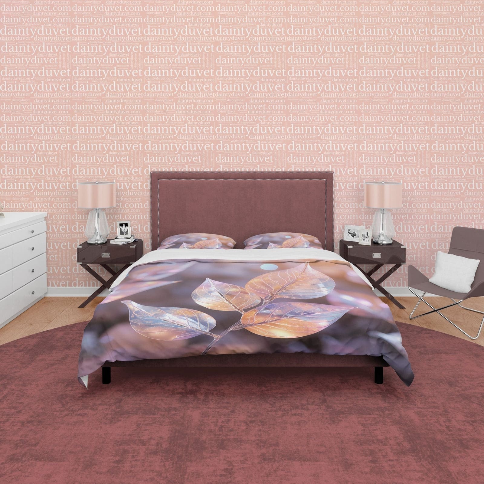 Colorful Leaf Bedding Set Boho Duvet Cover, Holographic Plant Quilt Cover, Moonstone Inspired Bedspread, Galaxy Opal Bed C…