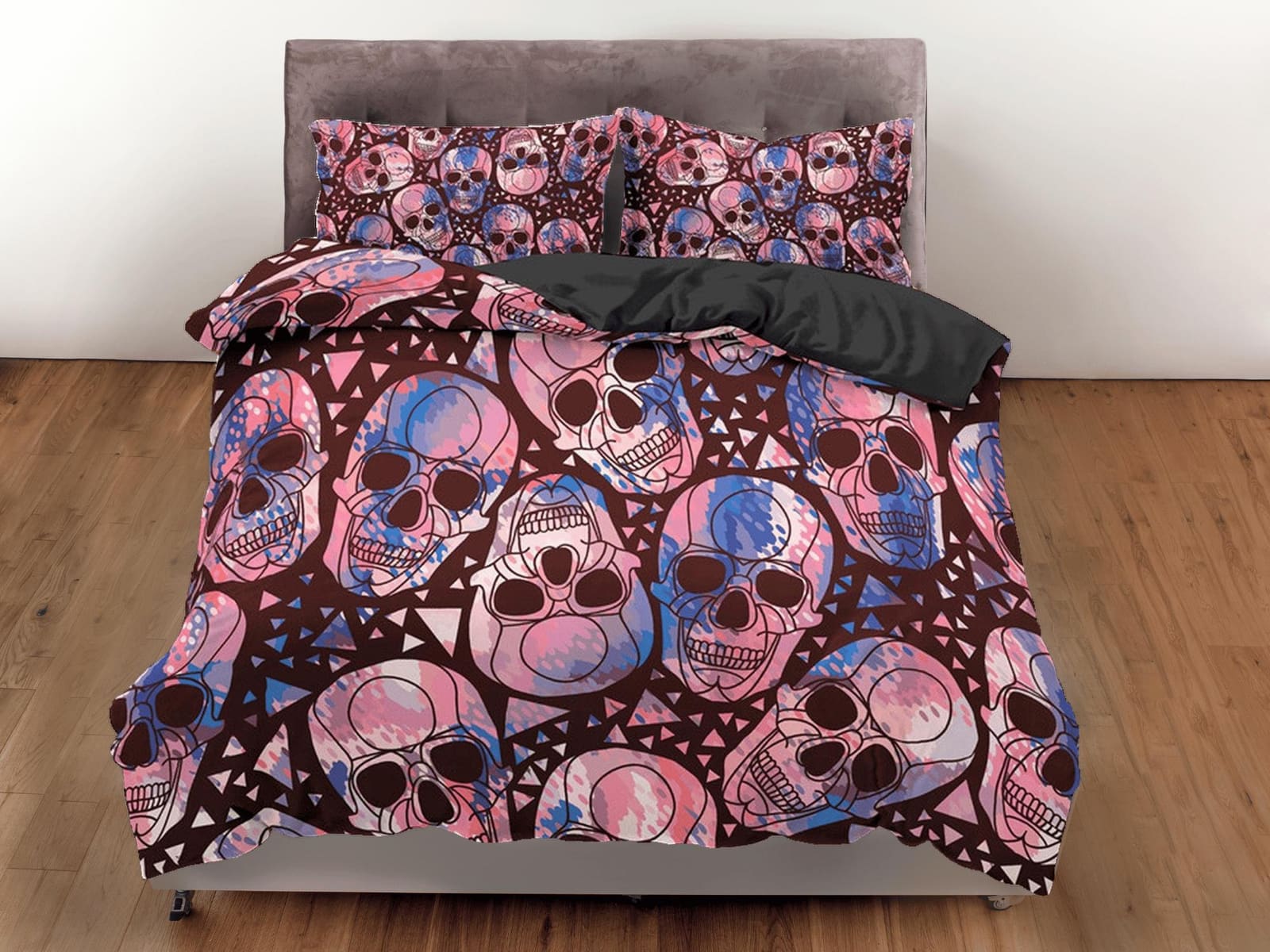 Colorful Skulls Duvet Cover Set Bedspread, Dorm Bedding with Pillowcase