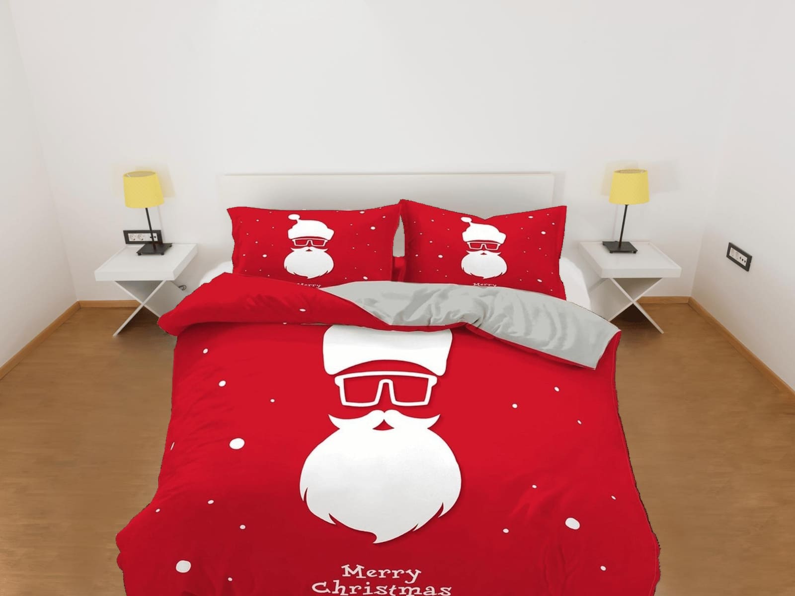 Cool Santa Claus specs Christmas bedding, pillowcase holiday gift duvet cover king queen twin toddler bedding baby Christm…